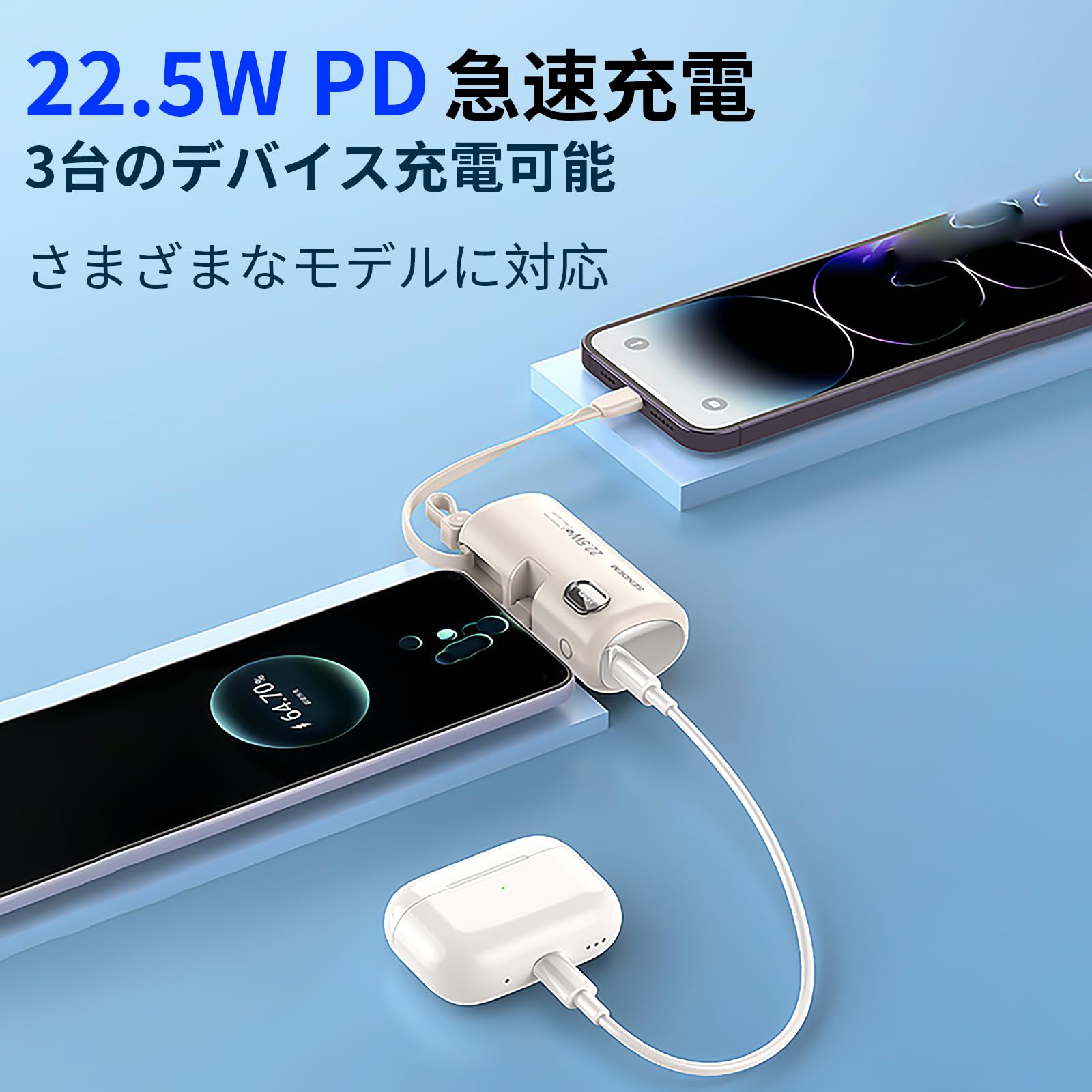 Amazon | BEGABERモバイルバッテリー 軽量 小型 iPhone 15/16 6000mAh