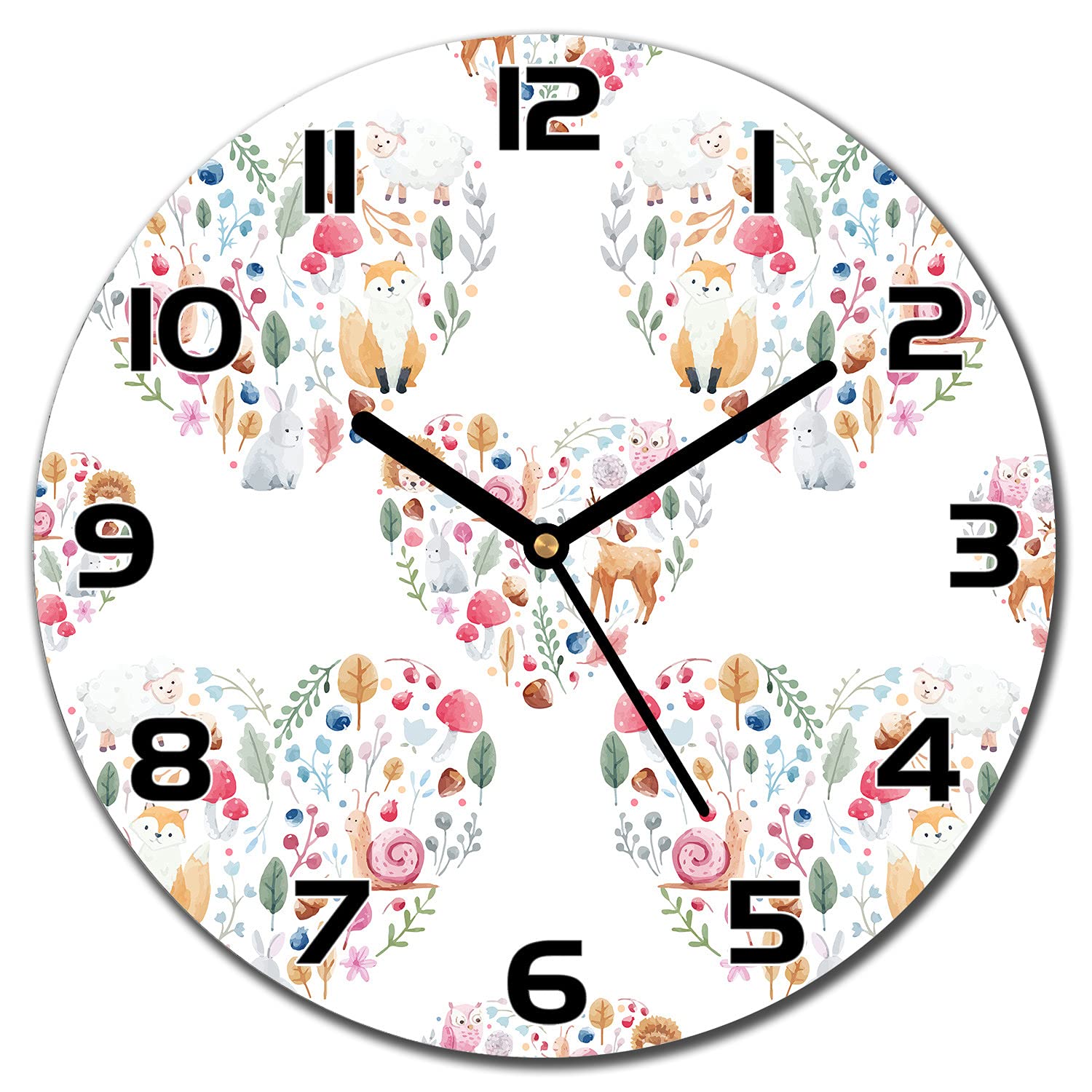 Horloge en verre cuisine et salon 30 cm forêt design scandinave