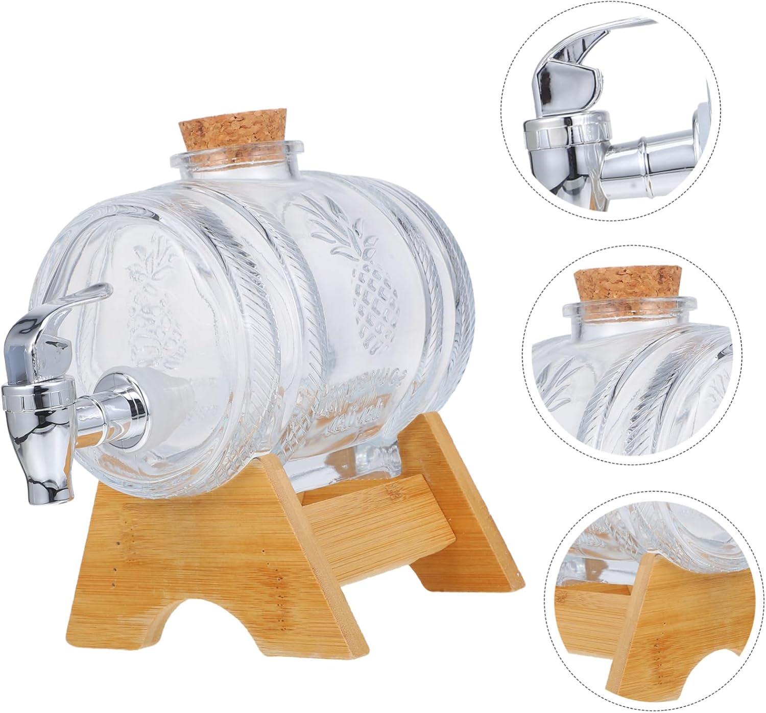 Retro Beverage Container Wine Maker Glass Bottle for Home Party Drink Barrel Glass Wine Dispenser Machine