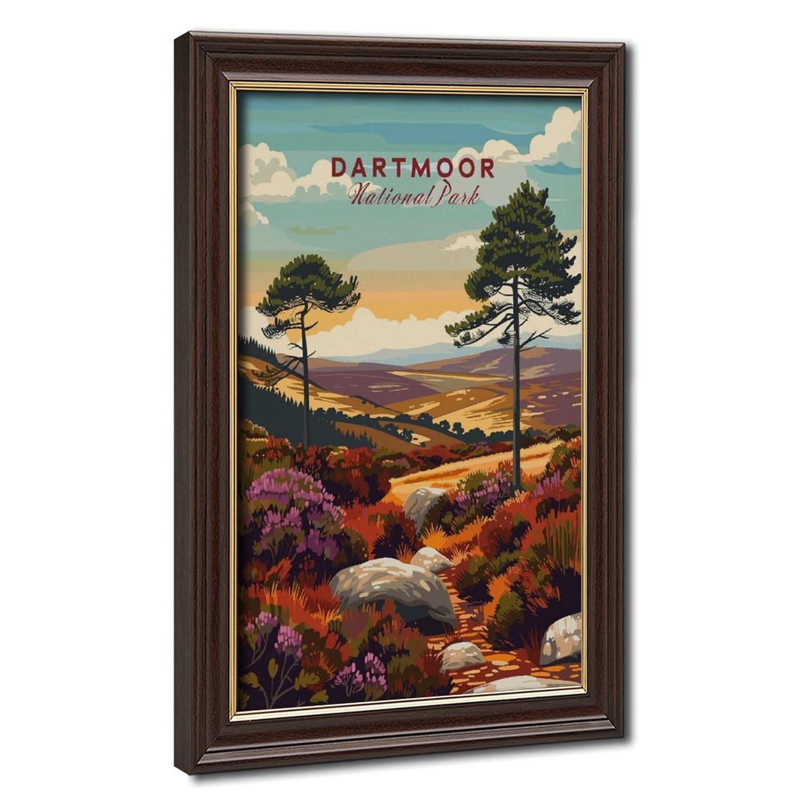 Bareronor Mokume Gane Frame-Style Dartmoor Canvas Poster For Living Room Decor Gift