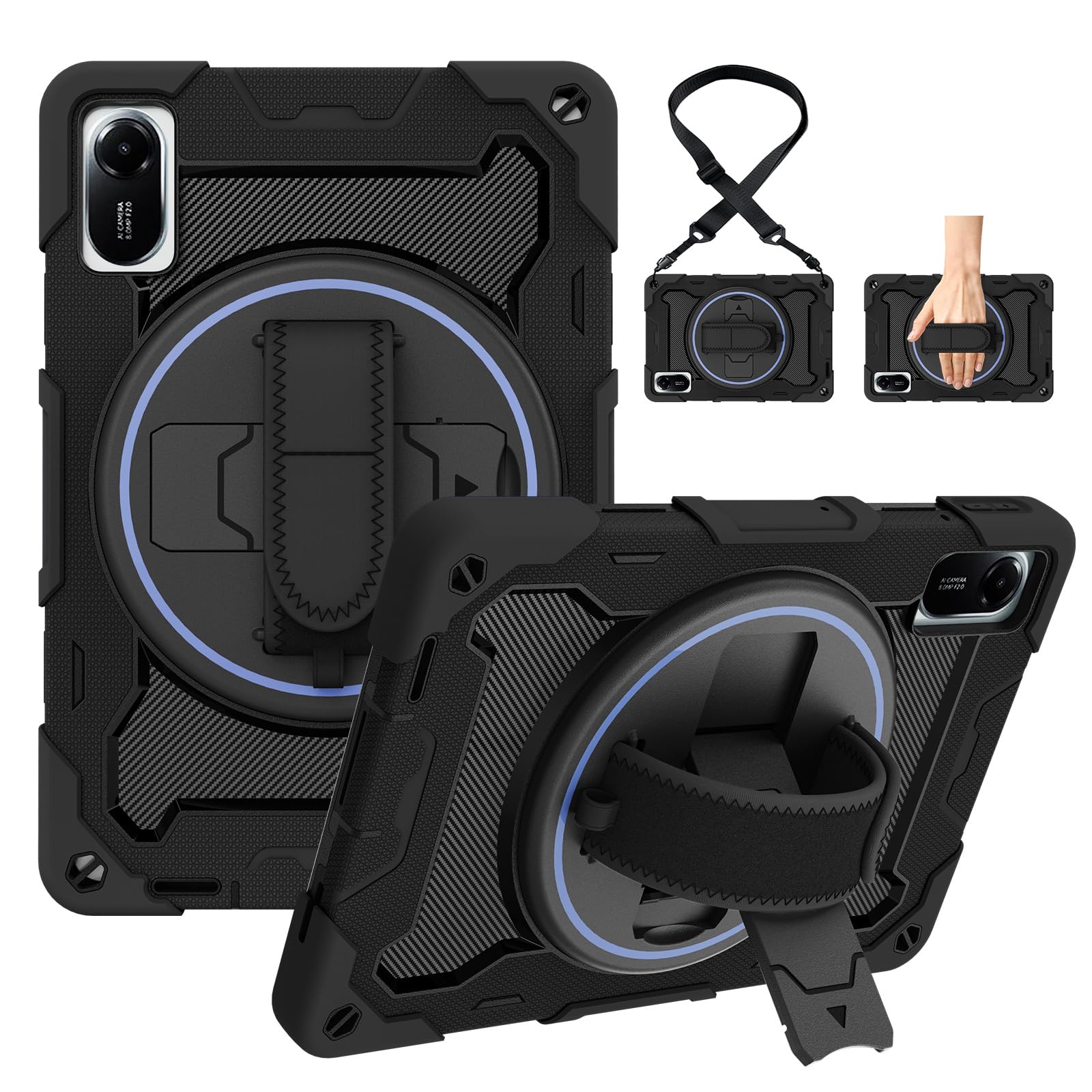 Étui pour Redmi Pad 2 11 2025 antichoc noir avec support multi-angle - 8