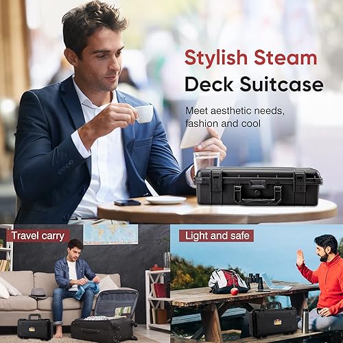 Miniatura 7 de Estuche de viaje compatible con Steam Deck Stream Deck Hard Waterproof Case para consola de vapor y accesorios adaptador de CA con 4 cartuchos de