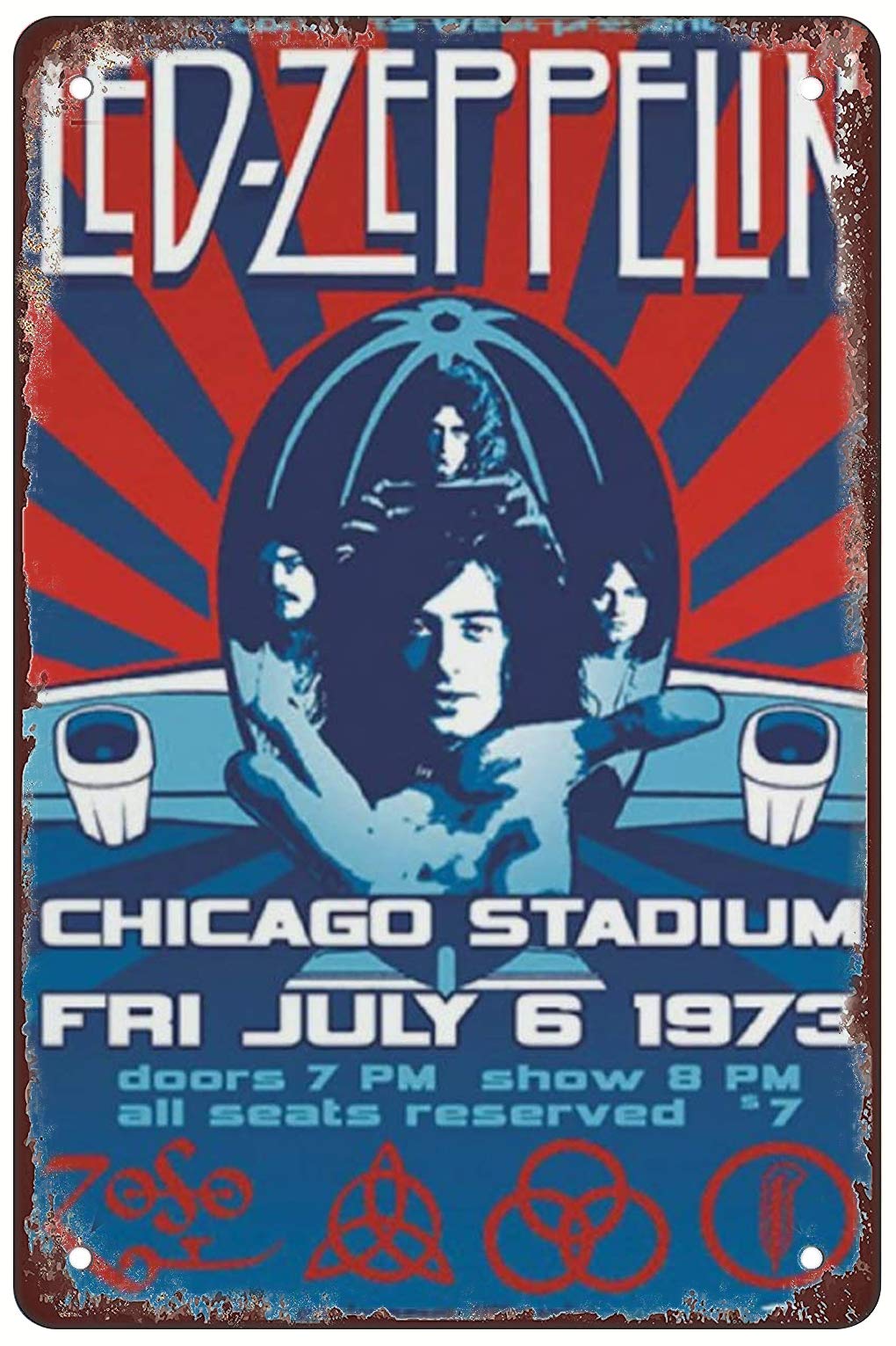 Led Zeppelin Funny Coffee Metal Tin Sign For Home Office Coffee Bar Decor 8x12inch