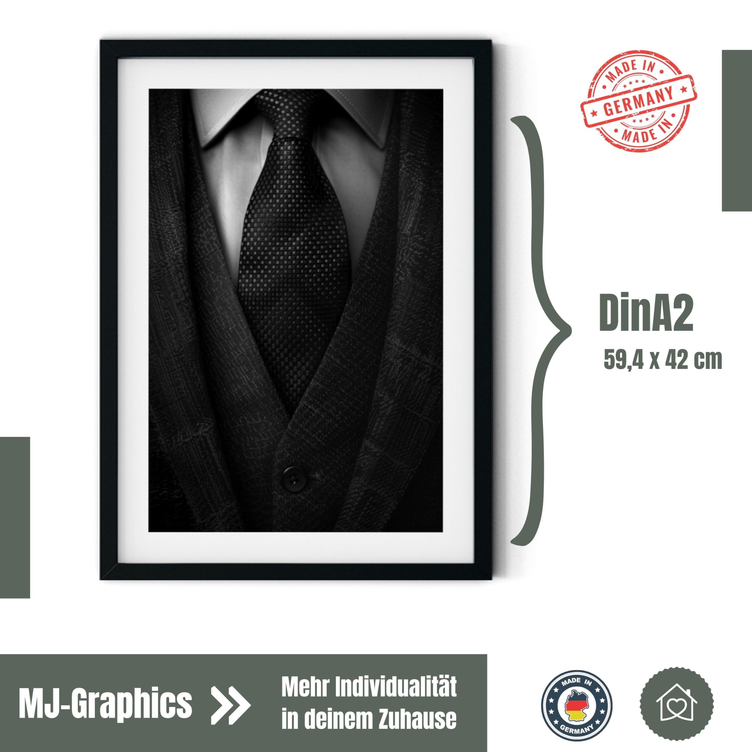 MJ-GRAPHICS® - Mood Poster Set Bilder Büro, Set Fashion Poster, Wandbilder Wohnzimmer Deko, Bild Porsche, 6xA2 Poster & Kunstdrucke Schwarz Weiß Bilder Schlafzimmer, Wohnzimmer Poster Set ohne Rahmen