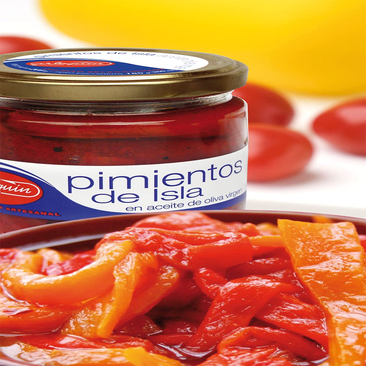 ARLEQUIN Pimientos de Isla, Asados al Horno de Leña, Pack de 4 Tarros de 220 grs (880 grs)