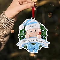 Vista 4 de Adorno de primera Navidad de bebé 2024 Primera Navidad del bebé, nombre personalizado y año para niñas recién nacidas, adorno de recuerdo