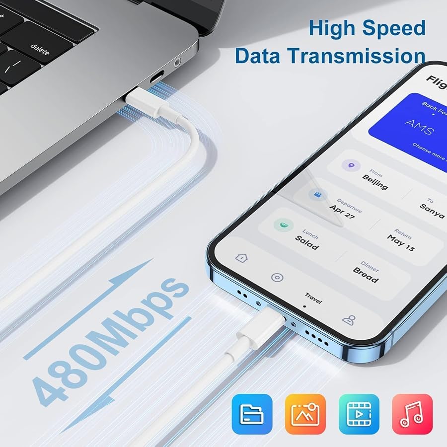iPhone Charger Fast Charging, Type C Wall Charger Block Plug and 10ft USB C to Lightning Cable Cord Long, Adapter Cube Brick Box for Apple iPhone 14 Pro Max/14 Plus/13 Pro/12 Mini/11/XS/XR/X/iPad Air, image 5