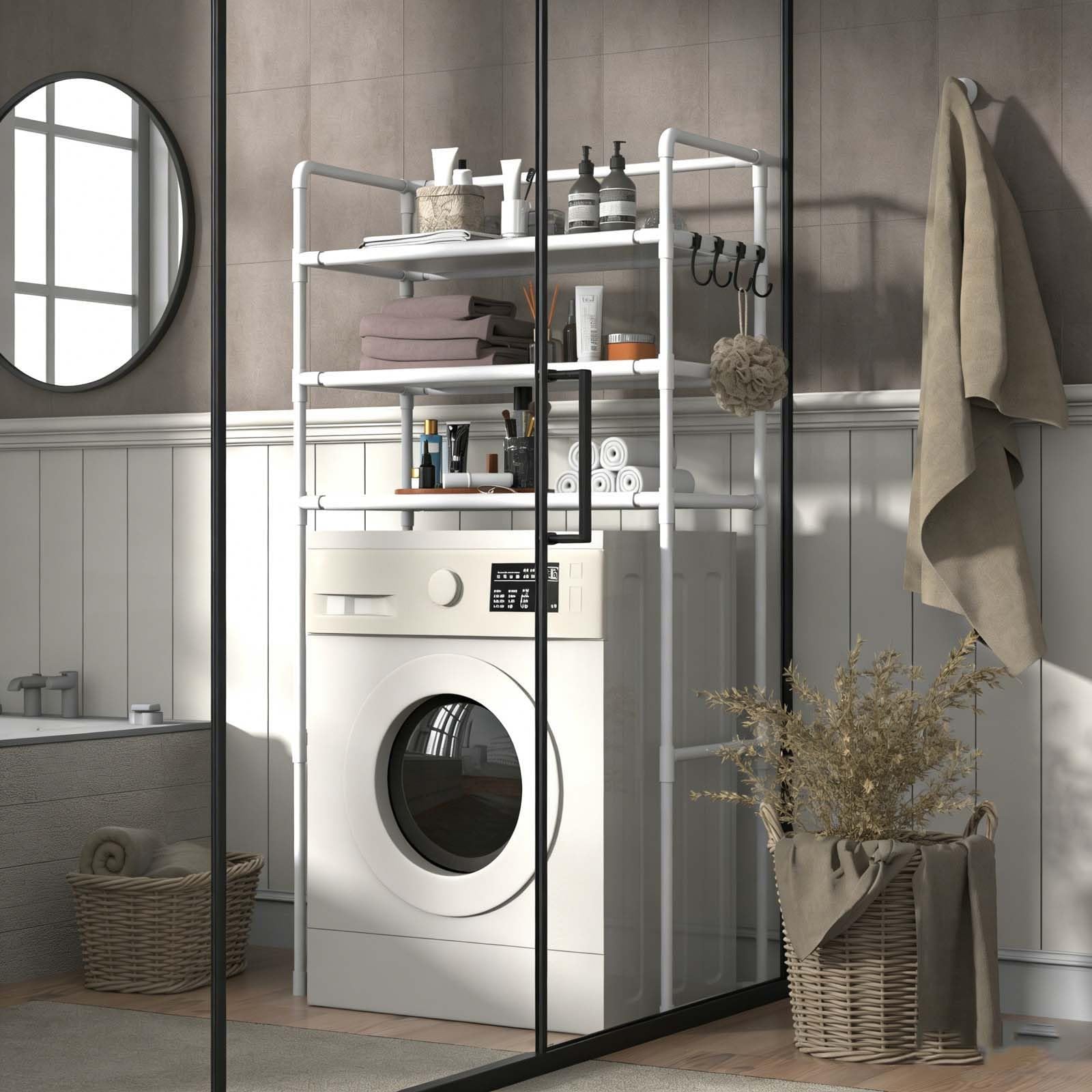 Unità Sto per lavatrice ed espandibile sopra il WC, per lavanderia pesante e versatile sopra la lavatrice, ripiano Sto (bianco)