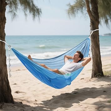 Blue Gradient 330lb Capacity Camping Hammock with Hanging Ropree Hammock for Outside Beach Patio Garden sillas para acampar