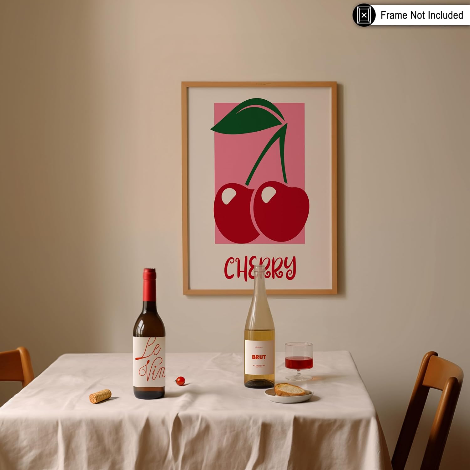 Poster Master Cherry Poster - Red Cherries Print - Food & Drink Art - Housewarming Gift for Him, Her, Baker, Pastry Chef - Perfect Wall Decor for Kitchen, Restaurant, Bakery - 8x10 UNFRAMED Wall Art
