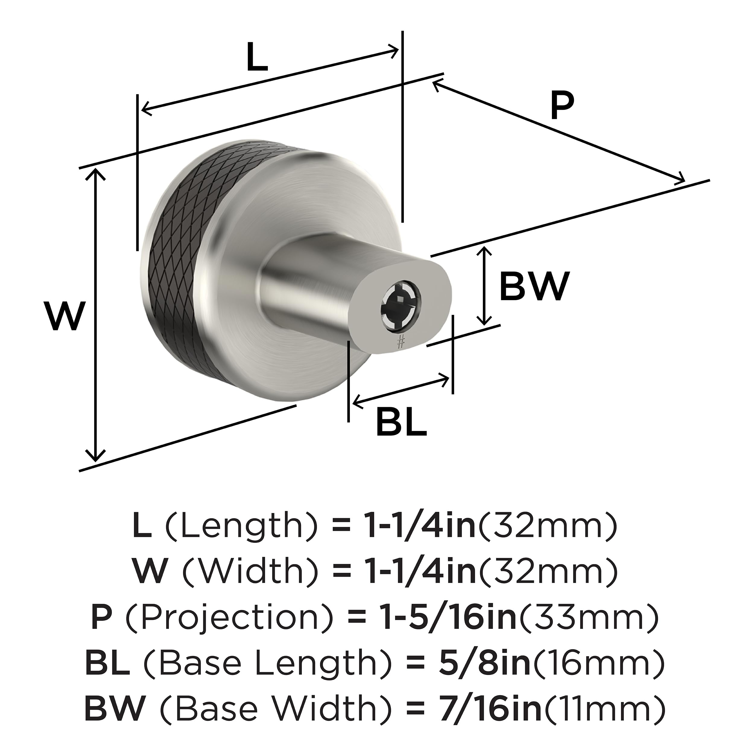 Amerock Esquire 1-1/4 inch (32mm) Diameter Satin Nickel/Oil-Rubbed Bronze Cabinet Knob, BP36554G10ORB - Image 4