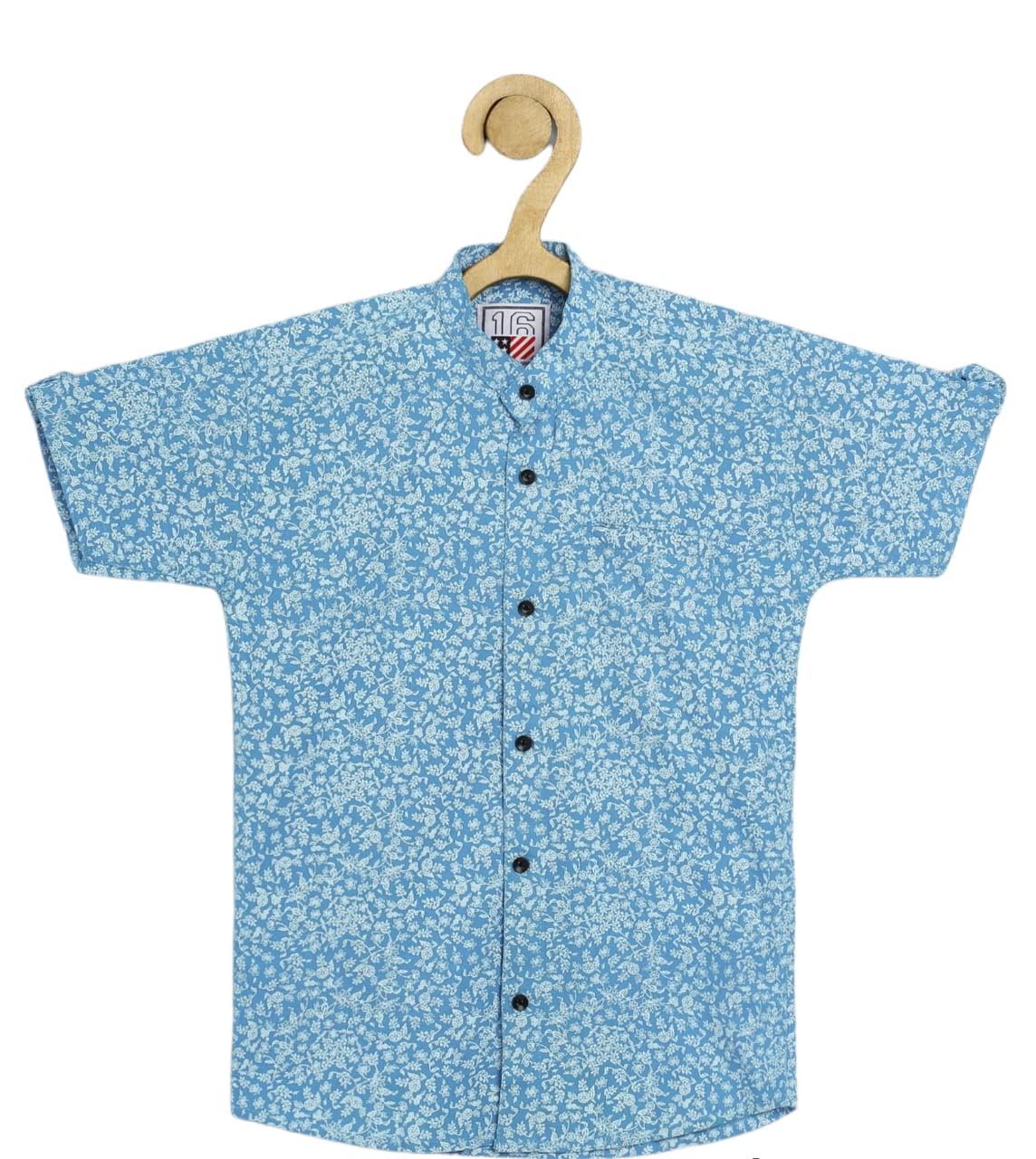 Ellipse FASHION Kids Shirt Boys Cotton Printed Half Sleeves Shirt Regular Fit Casual Collared Single Pocket Stylish Short Sleeves Shirt (8-9 Years, Sky Blue 2)