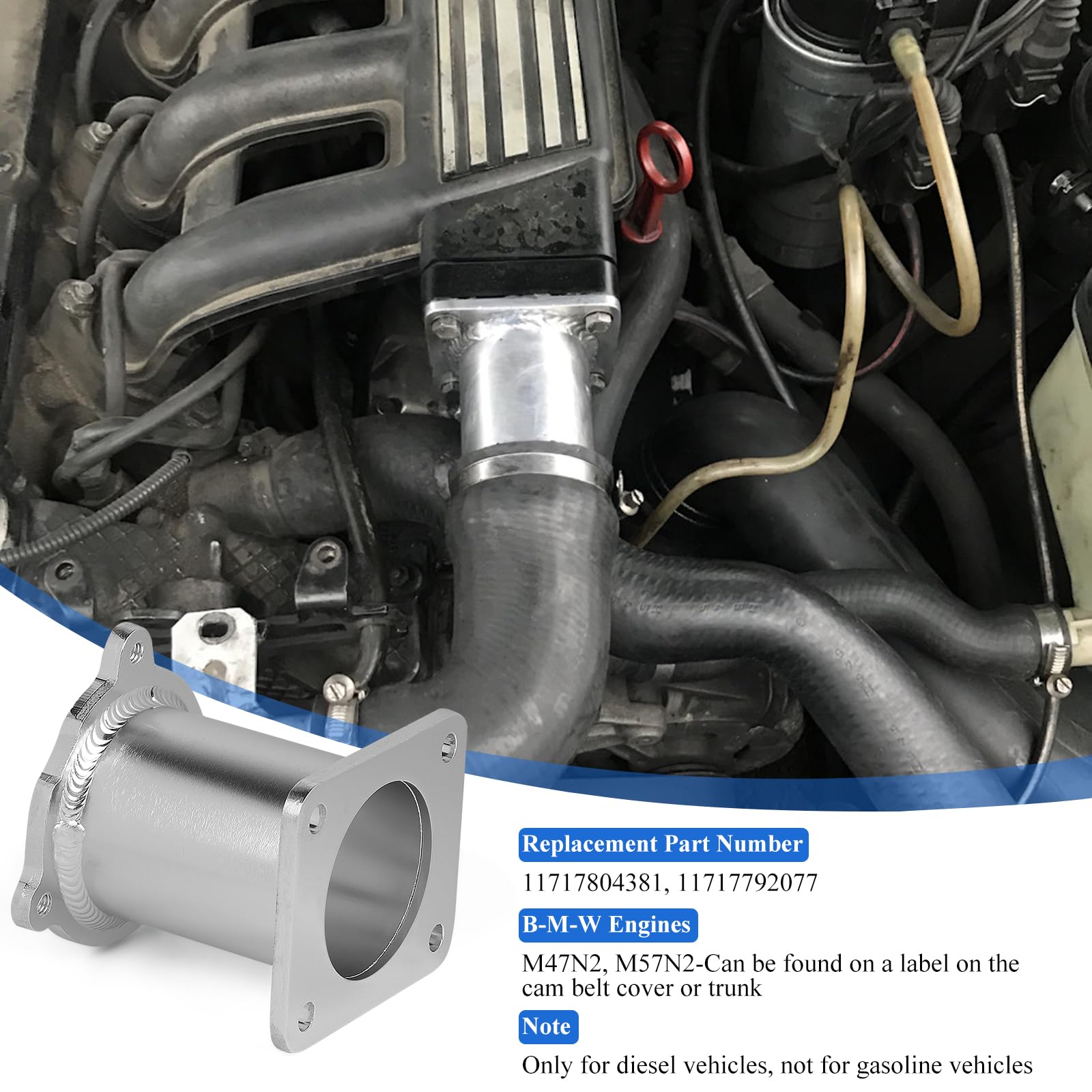 EFUTURETIME Valvola di Rimozione EGR, Kit di EGR & Cooler Delete Valvola Compatibile con E87/E90/E92/E93/E97/E60/E61/E65/E66, X3 X5 X6