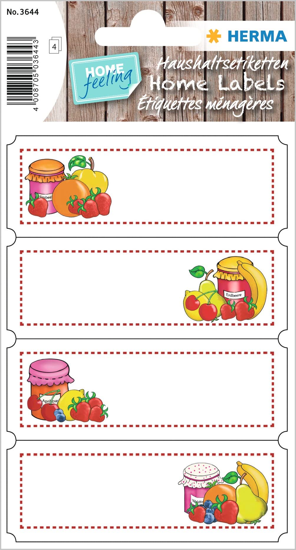HERMA 3644 Self-Adhesive Jam Labels, Pack of 16, 76 x 28 mm, Homemade Kitchen Stickers for Labelling, Household Stickers for Christmas Preserving Jars, Spice Jars, Jam Jars Bottles