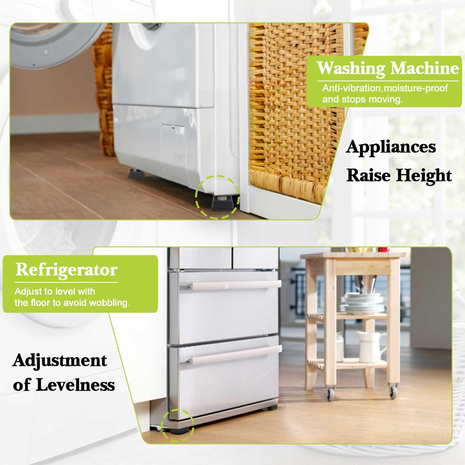 Paquete de 4 elevadores de muebles de 3 pulgadas, elevadores de cama ajustables resistentes para mesa, escritorio, silla, sofá, armario, cama, dormitorio, elevadores cuadrados apilables para