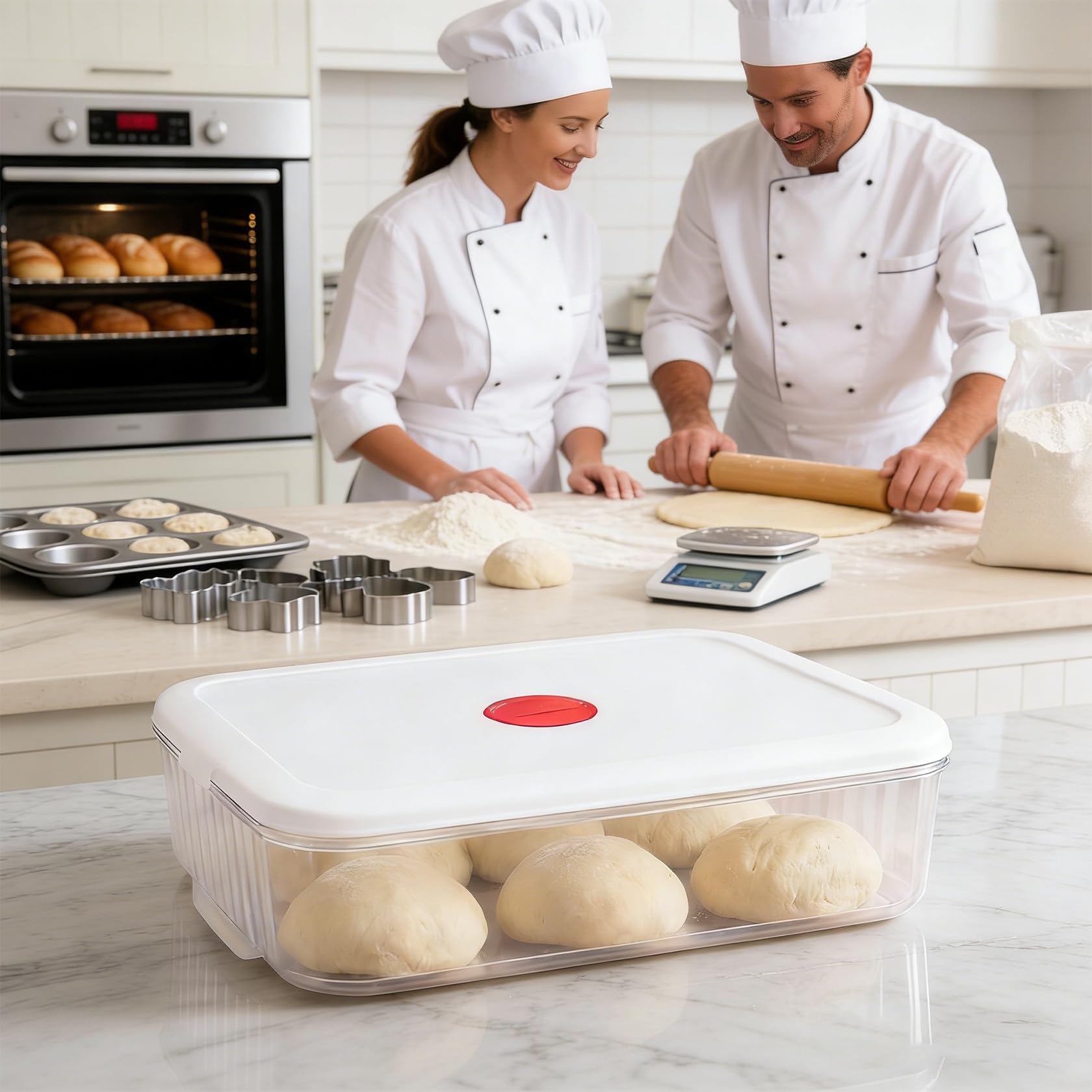 Juego De Caja De Masa Para Pizza Con Agitador De Masa, Aplastador Y Cortador, Caja Apilable Con Tapa Para Preparación, Fermentación Y Almacenamiento