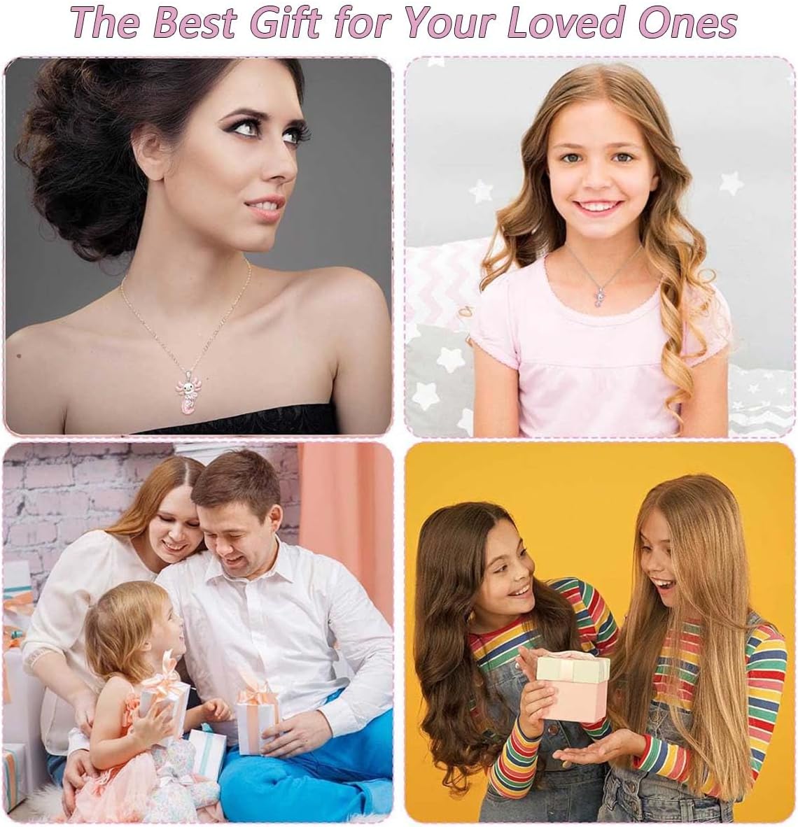 Axolotl Necklace for Women Pink Crystal Axolotl Pendant Necklace 925 Sterling Silver Animal Jewelry for Birthday Christmas Graduation Gift - Image 7