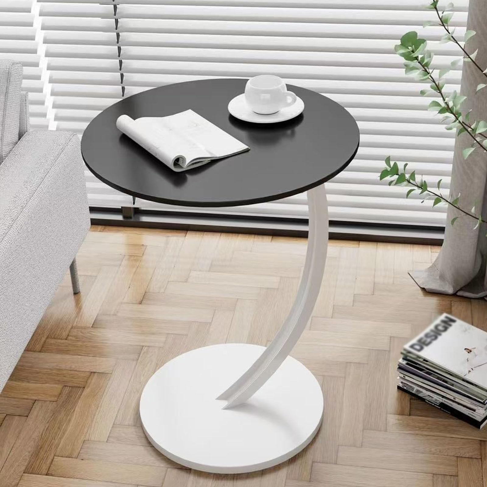 SXZenSpace Coffee Table End Tables,Couch Tables That Slide Under,Couch Side for Laptop,Round Couch Living Room Bedroom Office And Small Peace,blackwhite