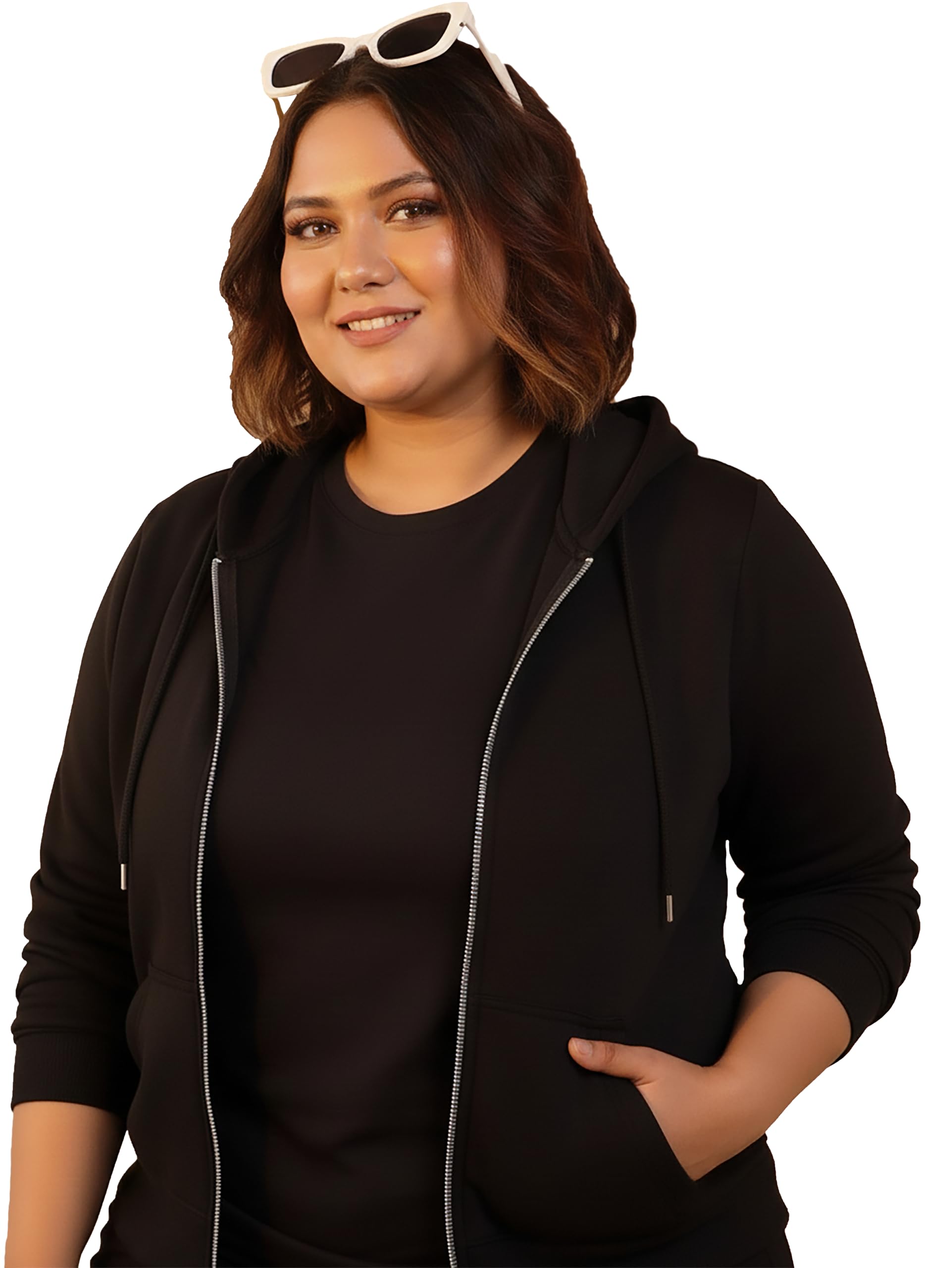 elite soul Women's Plus Size Zipper Hoodie | Front Zip Full Sleeve Printed Hooded Sweatshirt | Casual Winter Wear Jacket | XL, 2XL, 3XL, 4XL, 5XL, 6XL Black-picture-19