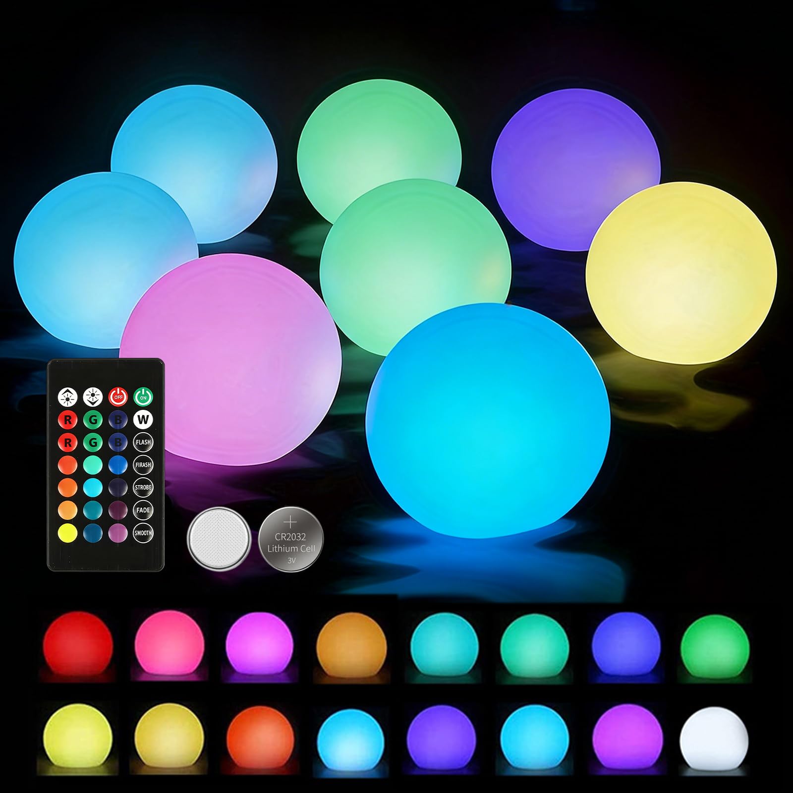 8 luci galleggianti per piscina, con telecomando, 16 colori RGB, illuminazione impermeabile IP65, luci galleggianti per piscina e feste