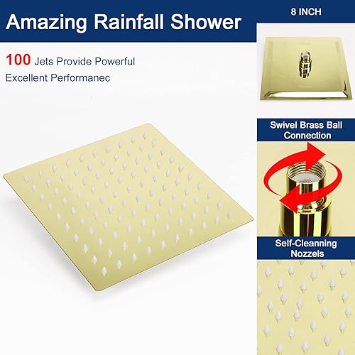 Miniatura 16 de Cabezal de ducha de lluvia con brazo de extensión ajustable de 11 pulgadas, cabezal de ducha cuadrado grande de acero inoxidable de alto flujo