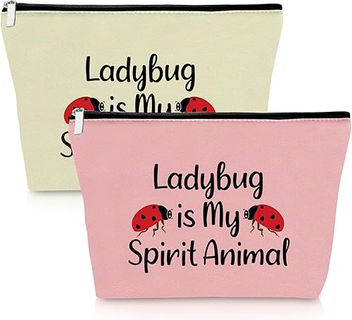 Divertida bolsa de maquillaje de mariquita, 2 unidades, regalo inspirador para amantes de la mariquita, regalos inspiradores, 3 piezas, bolsa de