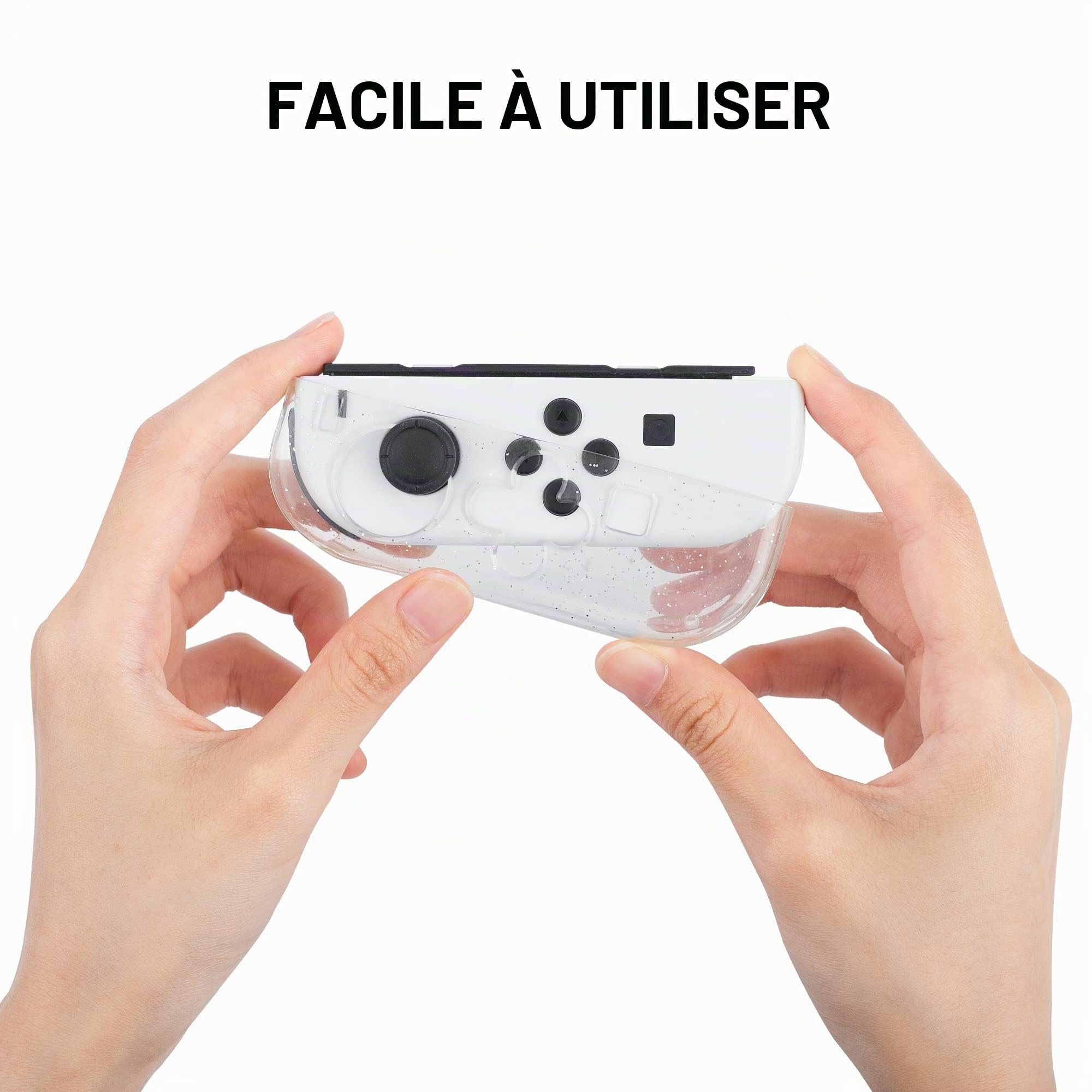 FANPL Coque à paillettes pour Nintendo Switch & Switch OLED Joy Con, coque de protection Joy Con transparente scintillante avec design ergonomique, coque souple en TPU confortable, installation facile