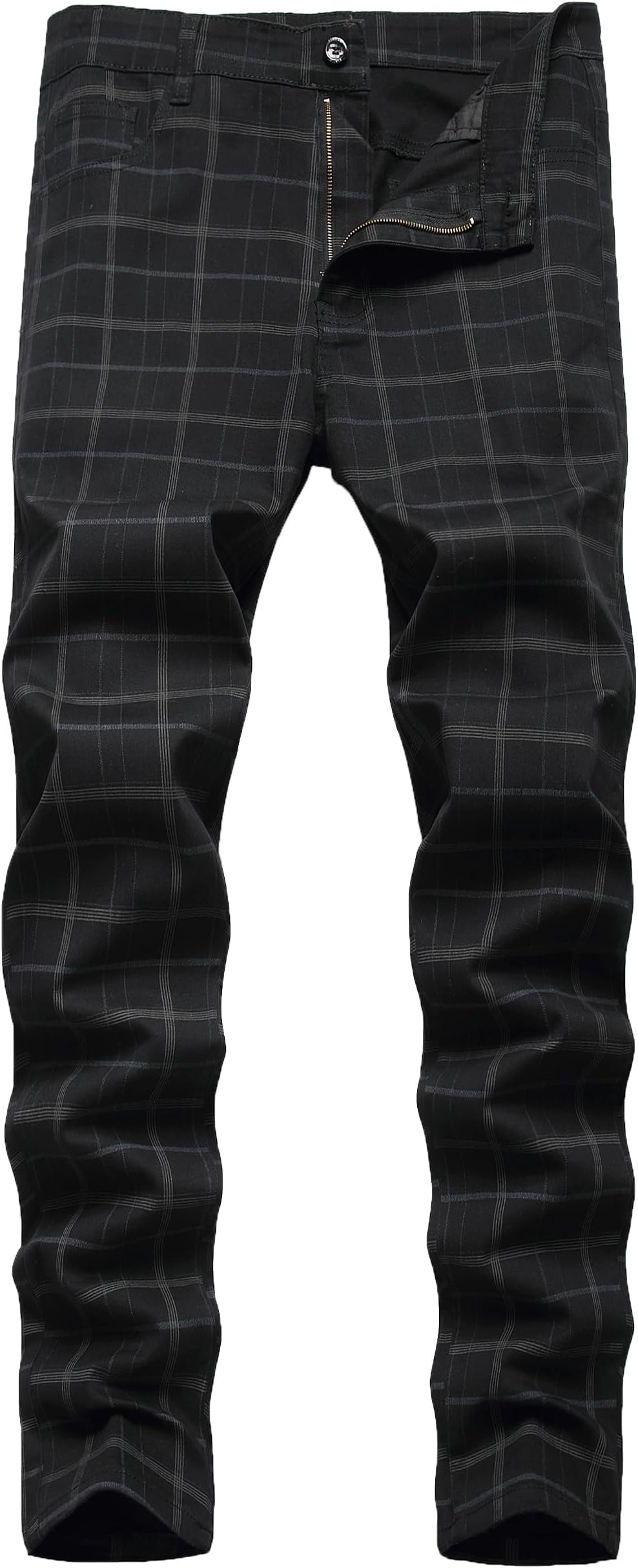 Plaid Pants for Men, Stretch Mens Slim Fit Dress Pants Skinny Flat-Front Fashion Business Casual Chinos Pants