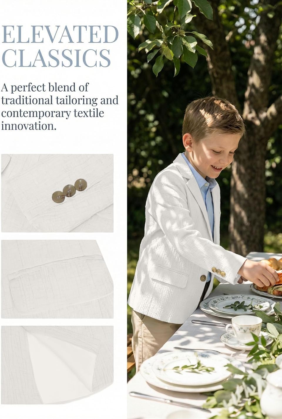 Boys Blazers Casual Sports Coats for Boys Seersucker Suits Jackets Slim Fit Linen Blazers for Boy Lightweight Suit Jacket