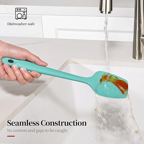 Miniatura 9 de Espátula resistente al calor de 600 F, 11.34 pulgadas de alto calor, apta para alimentos, sin semillas, cuchara de silicona, espátula para cocinar,