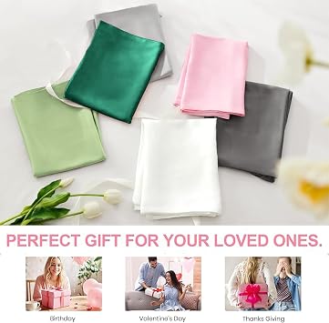 Moonlight Bedding Satin Grey Cooling Pillow Cases 2 Pack -Soft as Silk Pillowcases for Hair and Skin with Envelope Closure Standard Size Silky Pillow Covers (50x75cm)