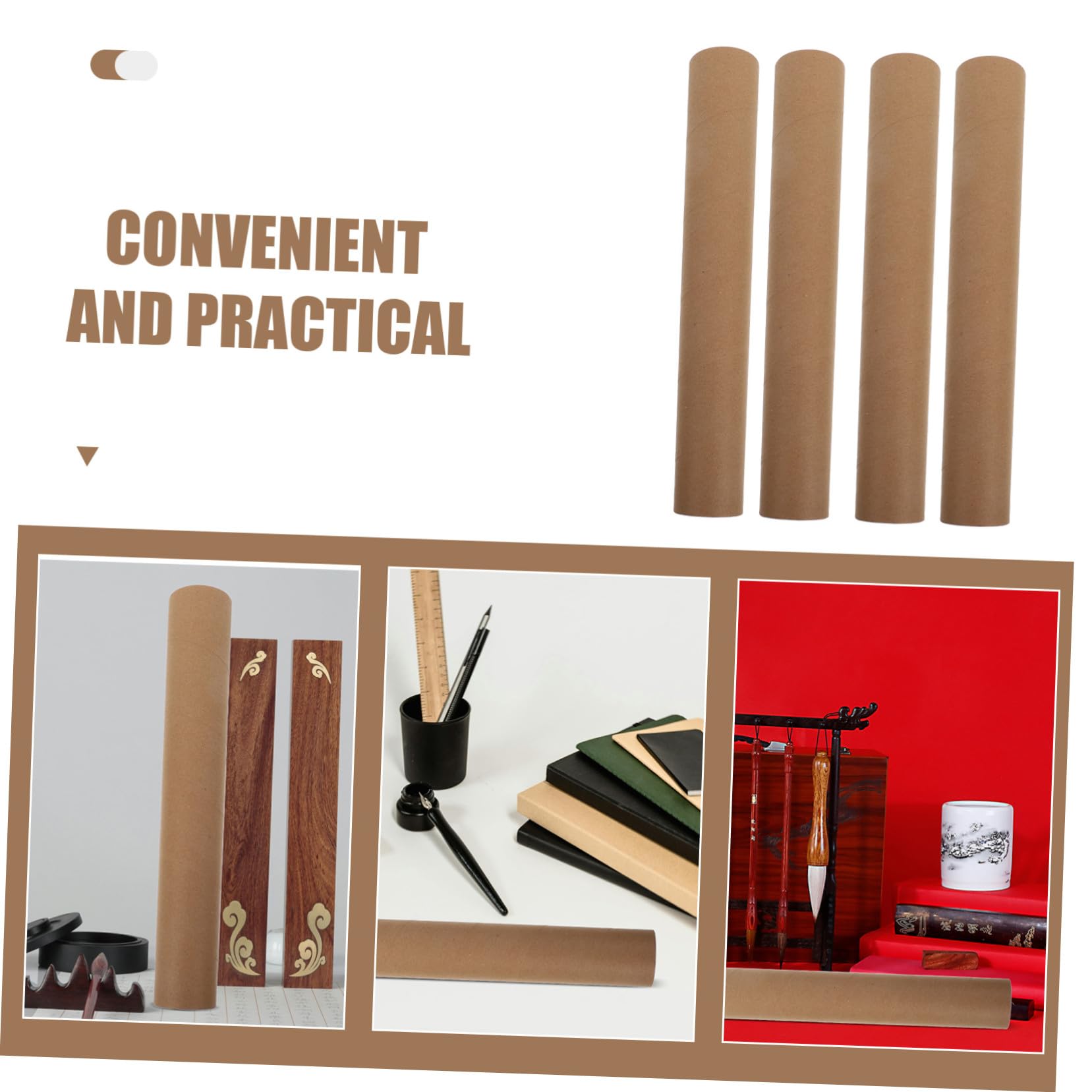 DOITOOL 10 Pièces Lot de Tubes Expédition Kraft avec Bouchons Tubes Cylindriques Robustes pour Affiches Stockage et Transport Sécurisé pour Art et Matériel