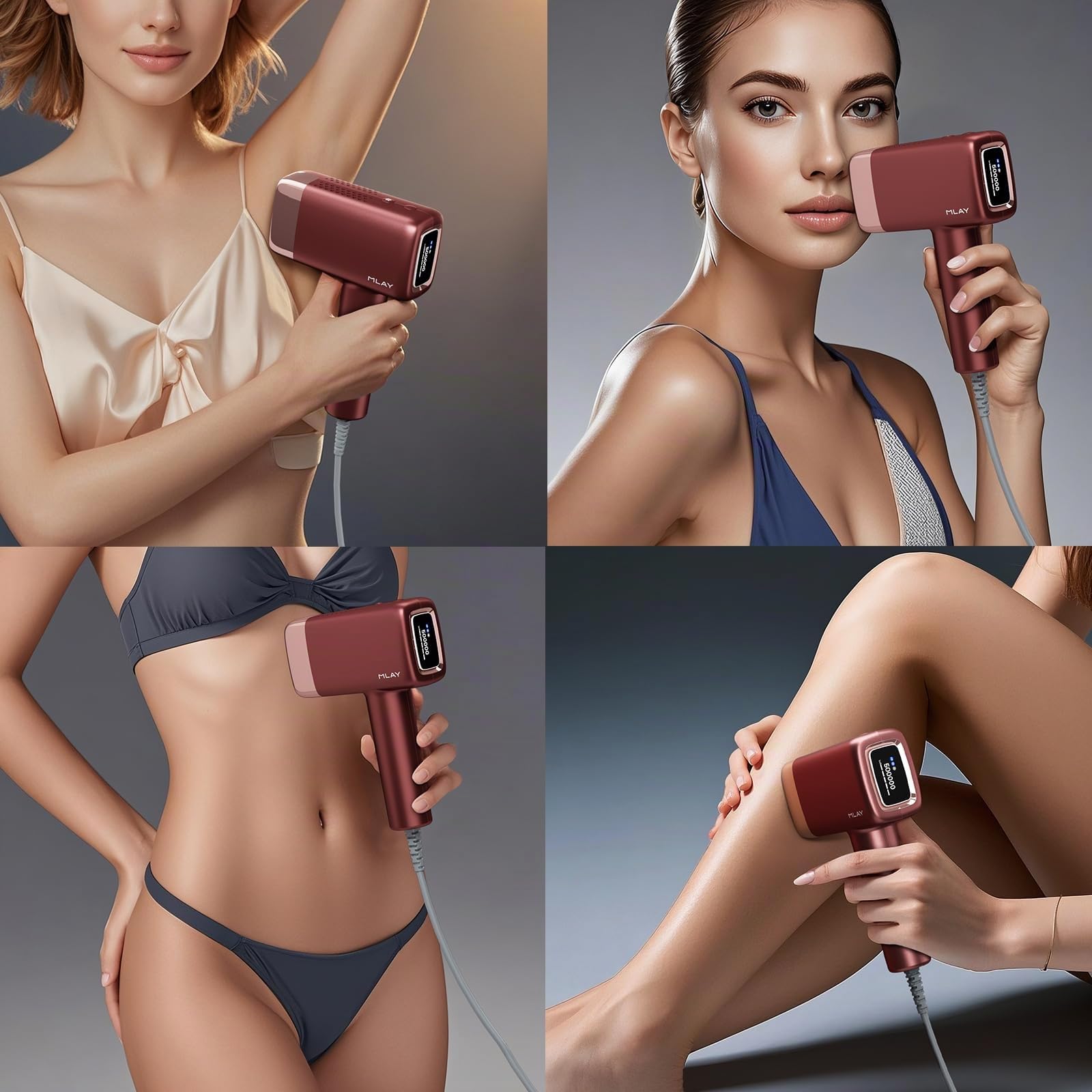 Epilatore Luce Pulsata con 0,5 sec/flash, 2 Testine di Depilazione per una Depilazione Fredda e Indolore in più Aree, Depilazione ad alta Efficienza 600nm, Depilazione Laser di Bikini, Ascelle