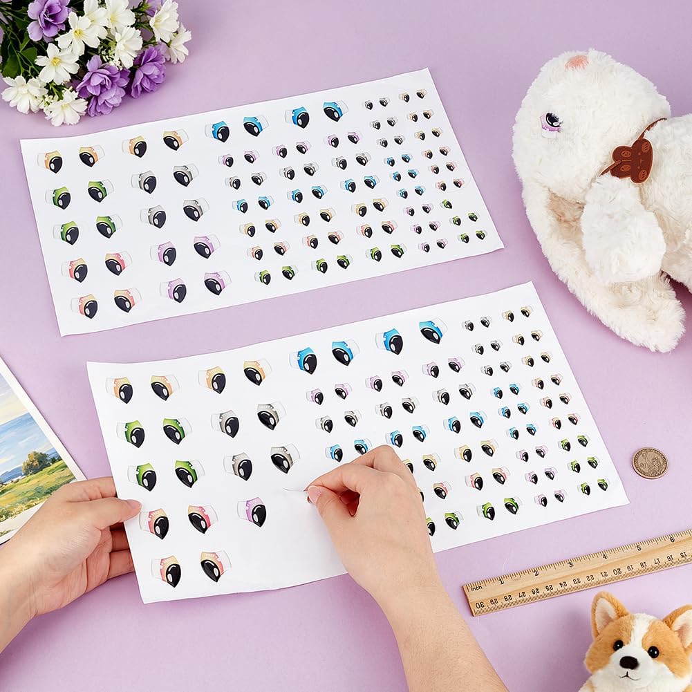 PH PandaHall 84 Pairs Googly Eyes Stickers 3 Sizes Wiggle Eye Sticker 6 Colors Self Adhesive Craft Eyes 3D Resin Eyes for DIY Crafts Polymer Clay, Cold Porcelain, Felt, Sculptures Scrapbooking