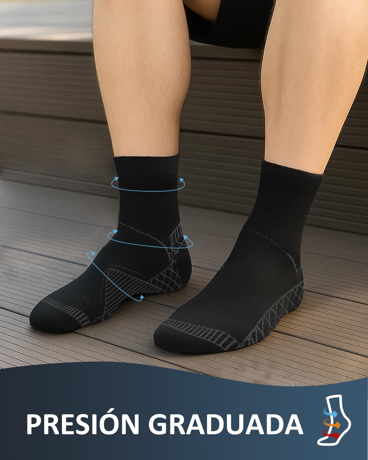 Calcetines de Compresión para Hombre y Mujer: Calcetines Fascitis Plantar Soporte para Esguince de Tobillo para Aliviar el Dolor de Pies Tendinitis Aquiles Artritis