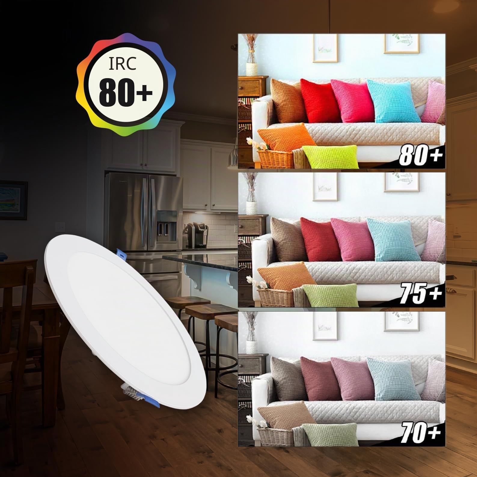 LED ATOMANT Confezione da 5 Pannello LED Downlight da Incasso Rotondo Piato 220mm 20W, Colore Bianco Neutro (4500K), 1800 Lumen, Driver incluso