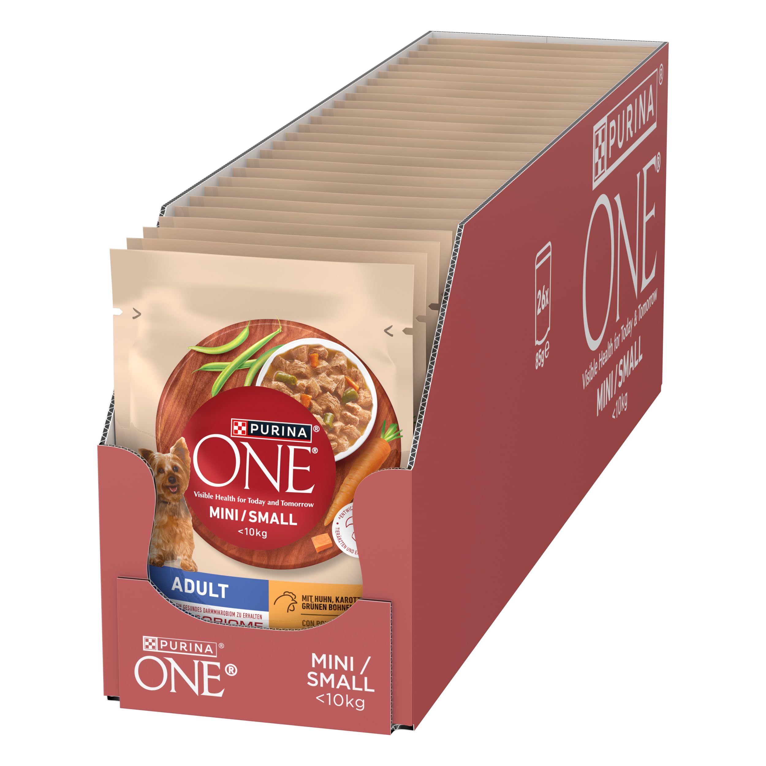 PURINA ONE Cibo Umido per Cani Adulti Small&Mini <10kg Pollo Carote Fagiolini 26x85g