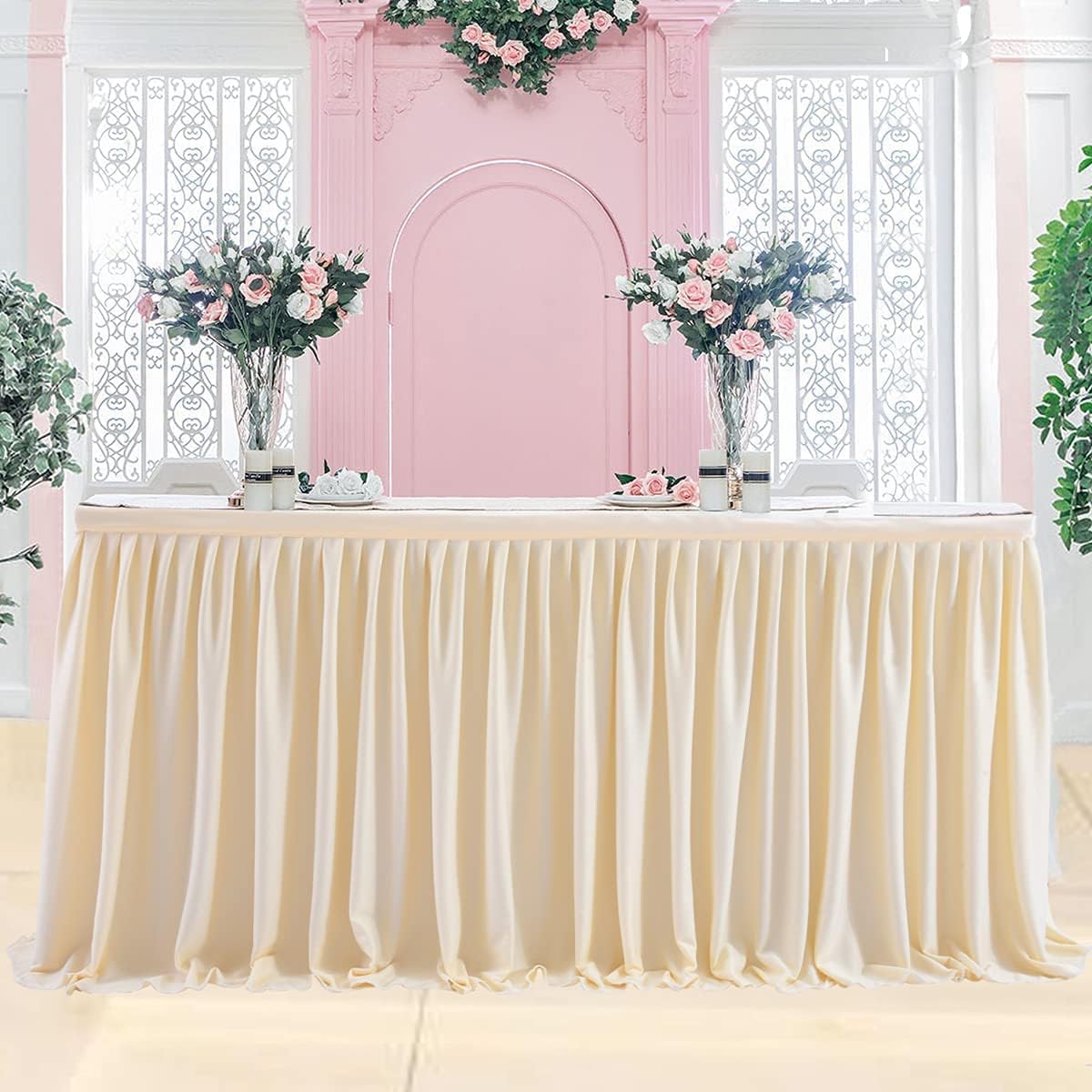 NSSONBEN Avorio Tutu Gonna da Tavolo Avorio Tulle Gonne da Tavolo per Feste Matrimoni Festa di Compleanno Bambino Doccia Decorazione 2Yard/6ft/L183cm*H77cm