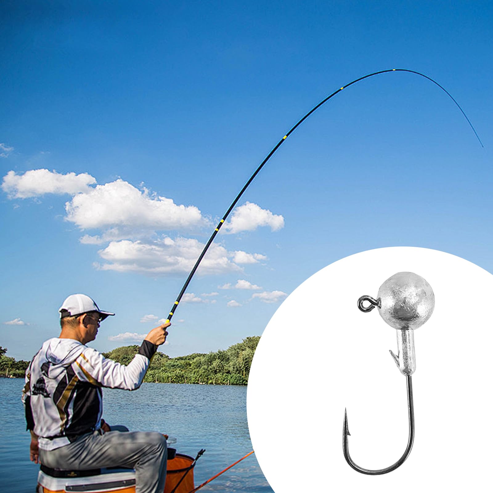 Vauki Juego de 50 cabezas de anzuelos, 6 pesos (1 g/2 g/3,5 g/5 g/7 g/10 g), cabezal oscilante con diferentes pesos para peces de goma, lucioperca, perca y lucio