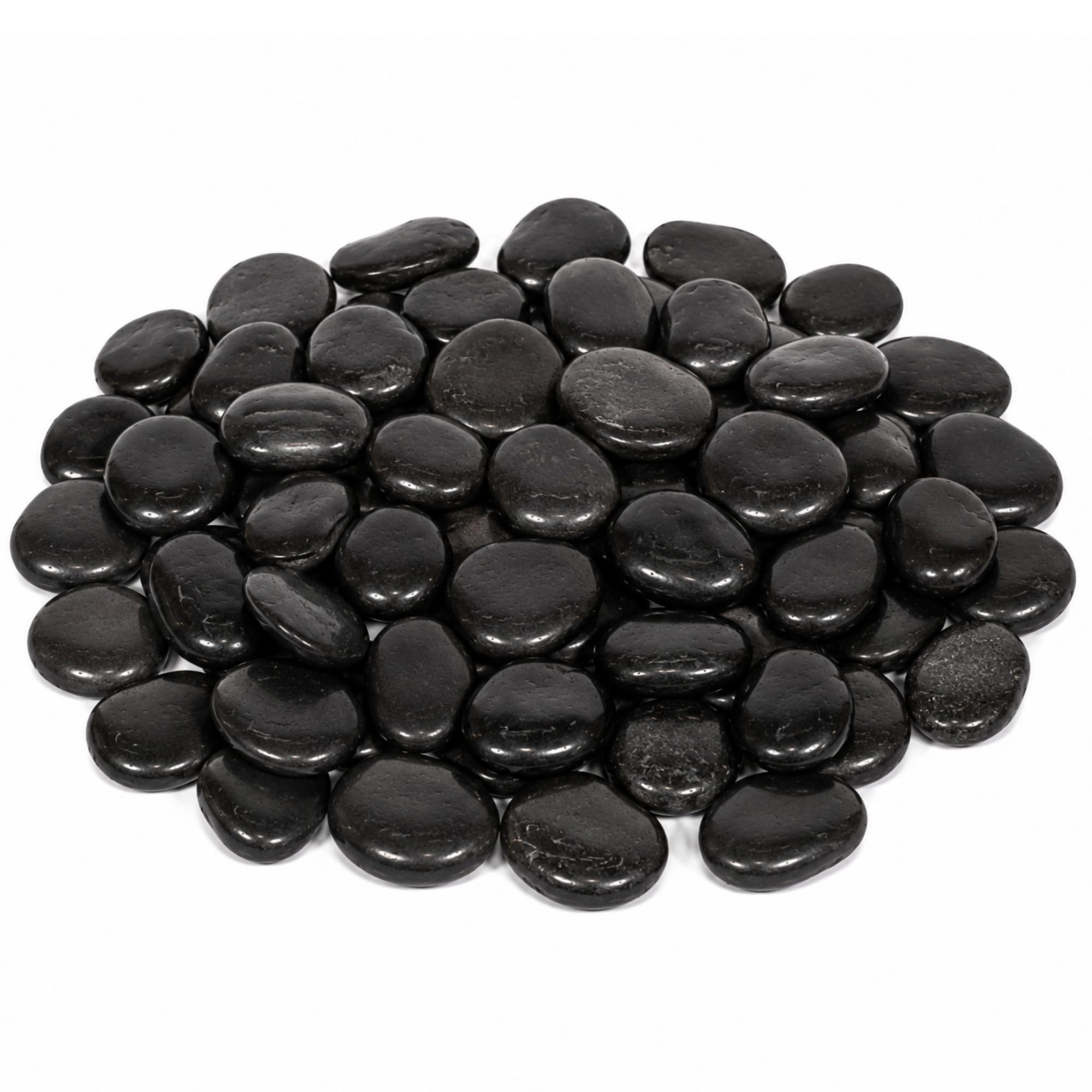 Rainbow Eco Play Black Polished Pebbles, Decorative Stones For Plant Pots, Vases & Indoor Plants, Smooth Garden Pebbles For Home Décor, Water Features, Landscaping & Zen Gardens - Approx 40Pk
