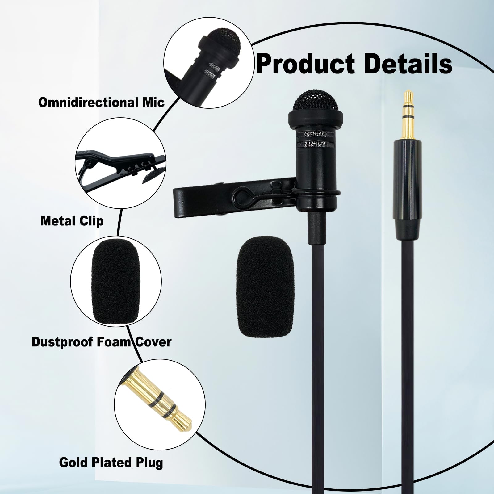 3,5 mm Lavalier Mikrofon Kompatibel mit DJI kabellos Mic Transmitters für Rode kabellos GO II 2 Omnidirektionale Kondensator Lapel Mic für Lectures Live Streaming YouTube,5ft Schwarz