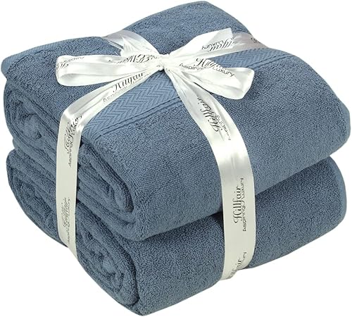 Vista 106 de HILLFAIR Juego de 12 toallas de algodón de 21.16 oz/m², 2 toallas de baño, 4 toallas de mano, 6 toallas de baño, toallas absorbentes de algodón Azul