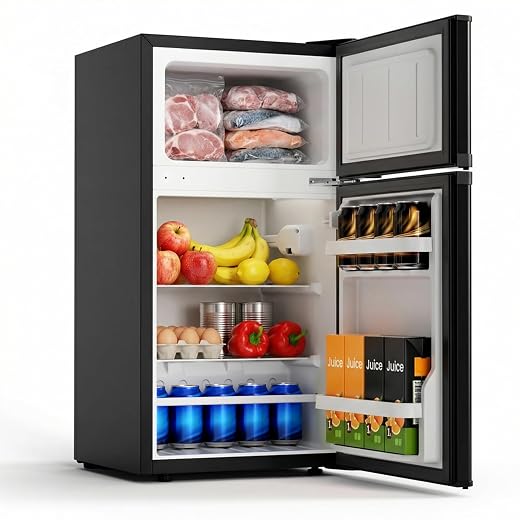 COWSAR 2.45 Cu.Ft Mini Fridge with Freezer for Bedroom, Office, Black
