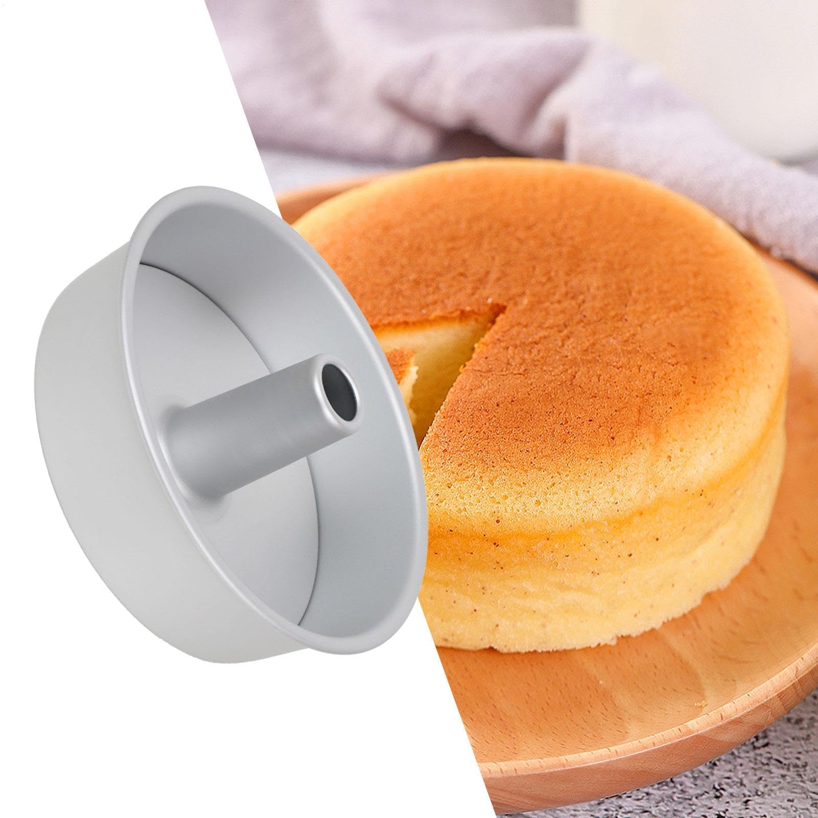 Molde de gasa para hornear tartas, molde de gasa para tartas, molde redondo de fondo suelto para cupcakes, molde redondo de acero inoxidable para hornear pasteles de gasa, hueco (17 x 14,3 x 7,1 cm)