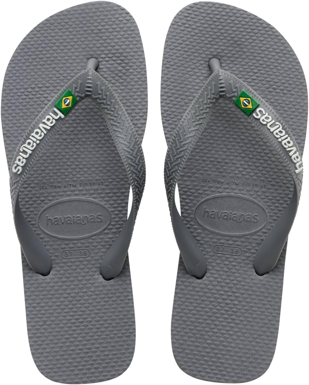 Havaianas Kids Brazil Logo Flip Flops - Kids' Summer Sandals for Boys & Girls - Steel Grey, 2Y big kid