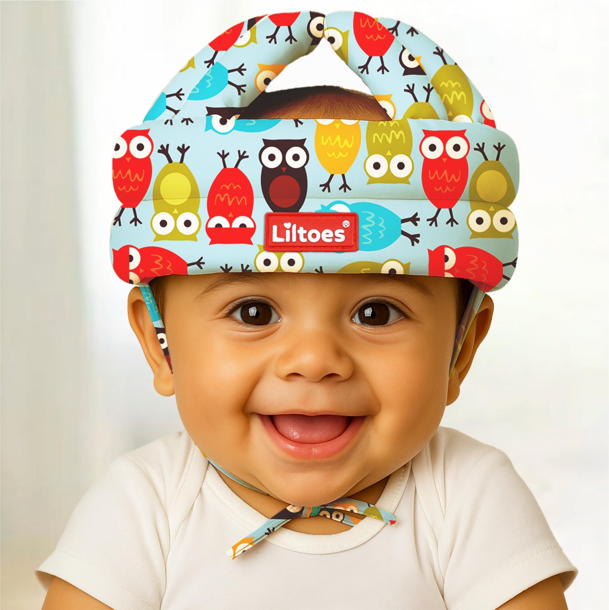 Liltoes Baby Head Protector For Safety Of Kids 6M To 3 Years|Baby Safety Helmet With Proper Air Ventilation & Corner Guard Protection (Owl Print Colour)|Multicolor|1 Count