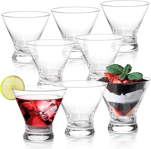 DEAYOU Juego de 8 vasos de Martini sin tallo, vasos de cóctel de camarón de 8 onzas con base pesada, vasos de barra cosmopolita de cristal, vidrio