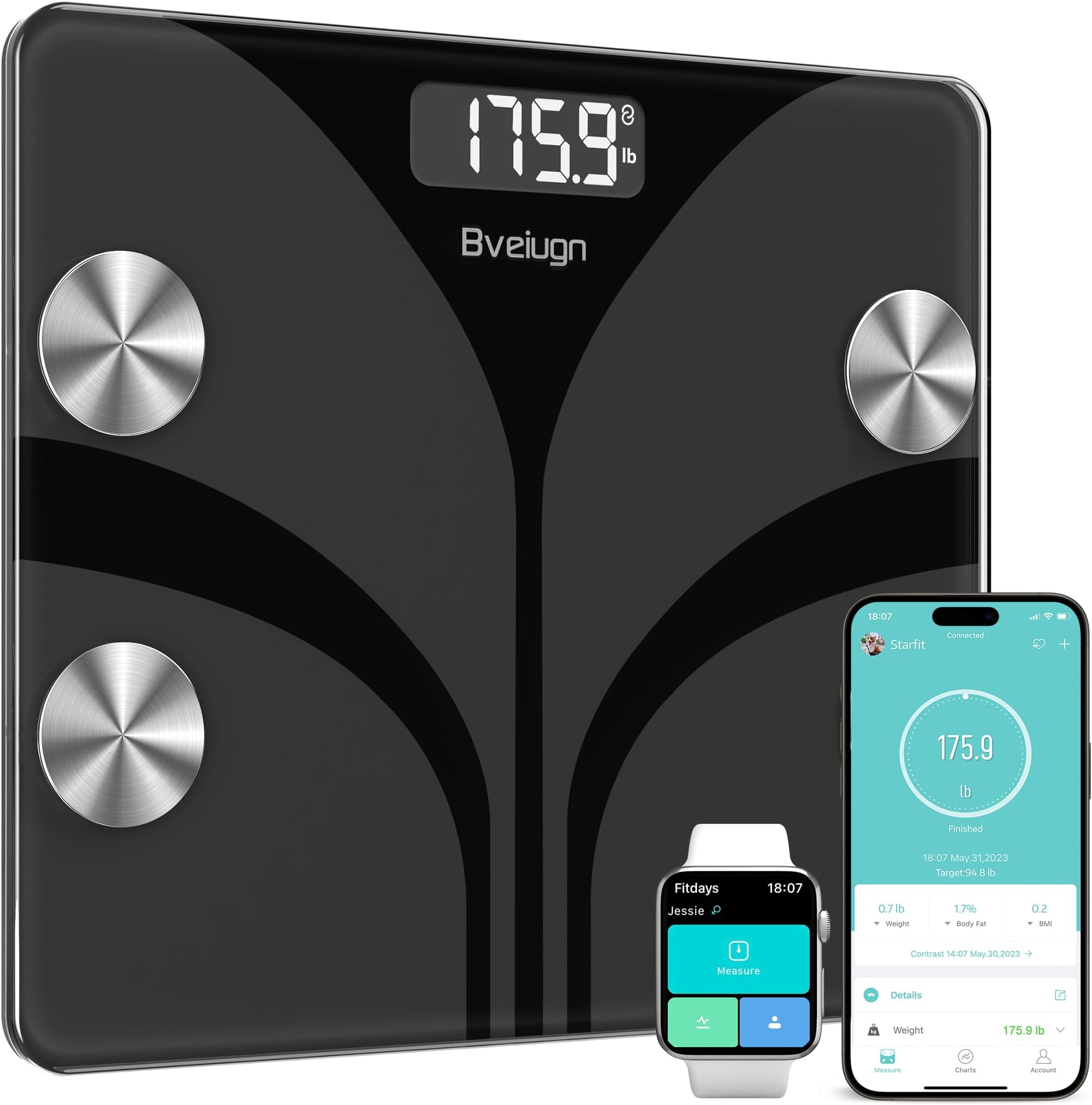 Scale for Body Weight, Bveiugn Digital Bathroom Smart Scale