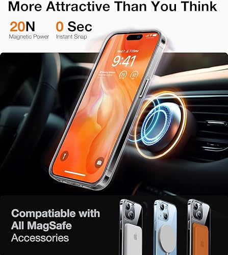 Vista 48 de TORRAS Funda Ostand ultra magnética para iPhone 15 Pro [compatible con MagSafe] [soporte resistente y soporte de anillo] grado mil, a prueba