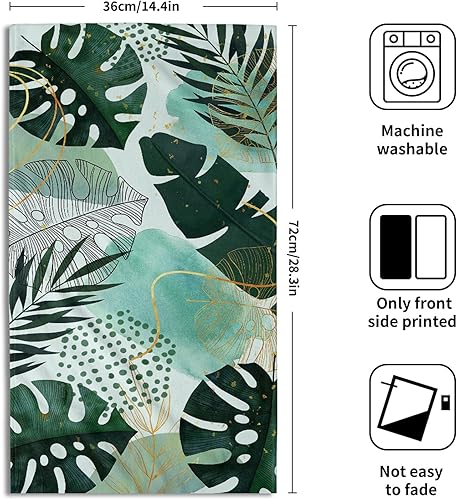 Vista 490 de Giwawa Juego de 2 toallas de mano de hojas marrones, toallas de baño bohemias suaves y delgadas, altamente absorbentes, decorativas, para cocina